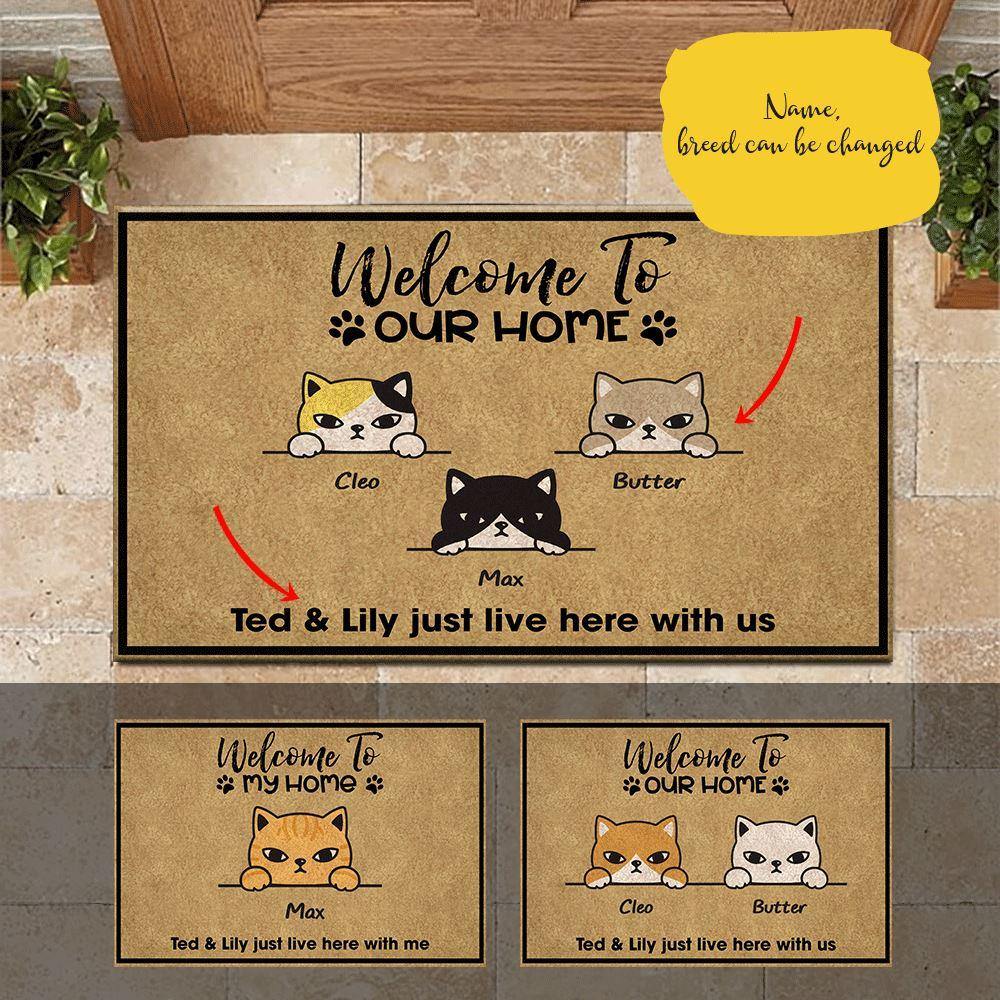 Cat Doormat Customized Name And Color Welcome To My Home - PERSONAL84