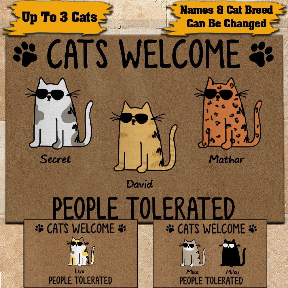 Cat Doormat Customized Names and Breeds Cats Welcome People Tolerated - PERSONAL84