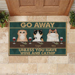 Cat Doormat Personalized Name And Breed Go Away Unless You Have Wine And Catnip - PERSONAL84