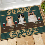 Cat Doormat Personalized Name And Breed Go Away Unless You Have Wine And Catnip - PERSONAL84