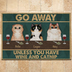 Cat Doormat Personalized Name And Breed Go Away Unless You Have Wine And Catnip - PERSONAL84