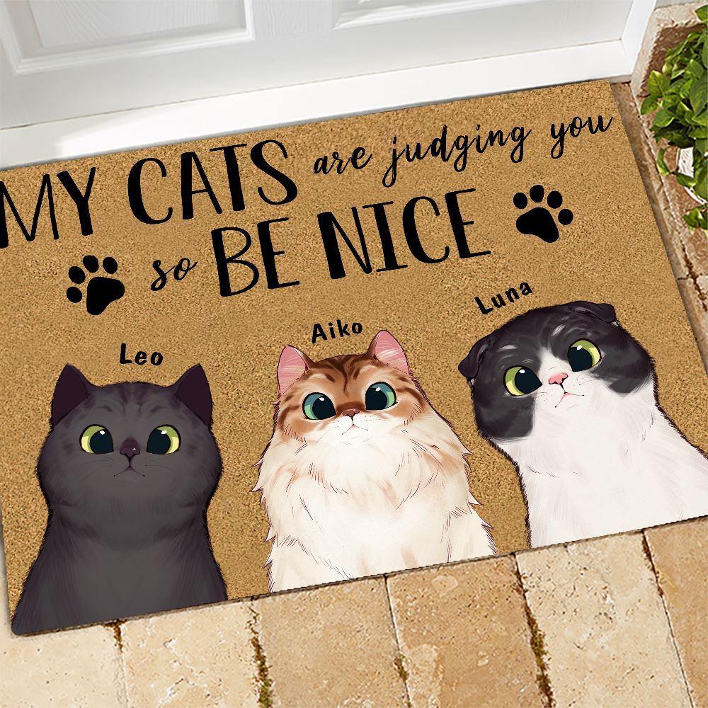 Cat Doormat Personalized Name And Breed My Cat Is Judging You So Be Nice - PERSONAL84