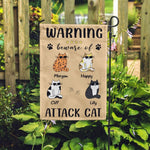 Cat Garden Flag Customized Name And Breed Warning Beware Of Attack Cat Personalized Gift - PERSONAL84