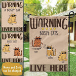 Cat Garden Flag Customized Name And Breed Warning Bossy Cat Lives Here - PERSONAL84