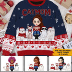 Cat Lover Christmas Custom Wool Sweater Cat Mom Personalized Gift - PERSONAL84