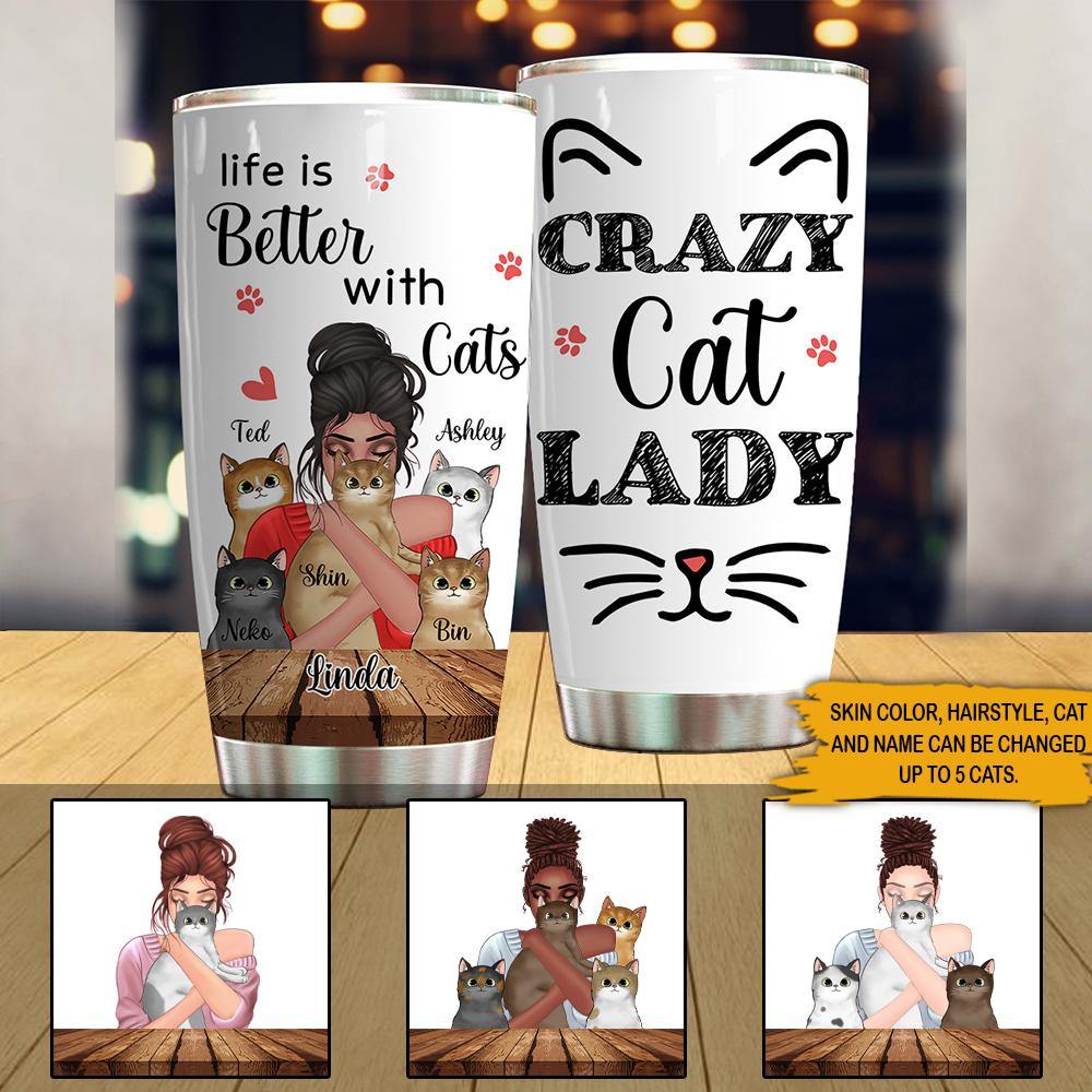 Cat Lovers Custom Tumbler Crazy Cat Lady Personalized Gift - PERSONAL84