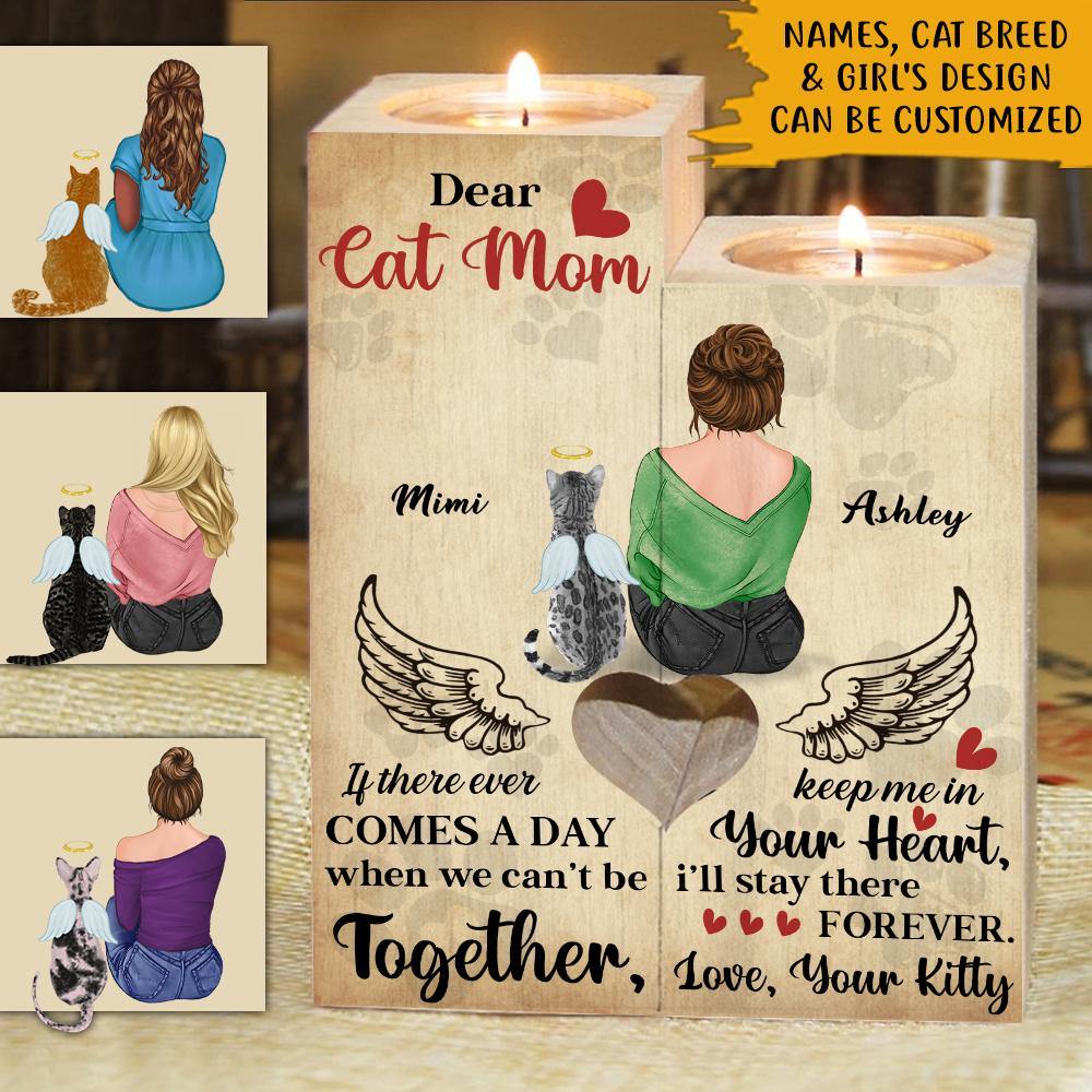 Cat Lovers Memorial Custom Wooden Candlestick Keep Me In Your Heart I'll Stay There Forever Sympathy Gifts - PERSONAL84