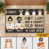 Cat Mom Custom Doormat Crazy Cat Lady And A Grumpy Old Man Live Here - PERSONAL84