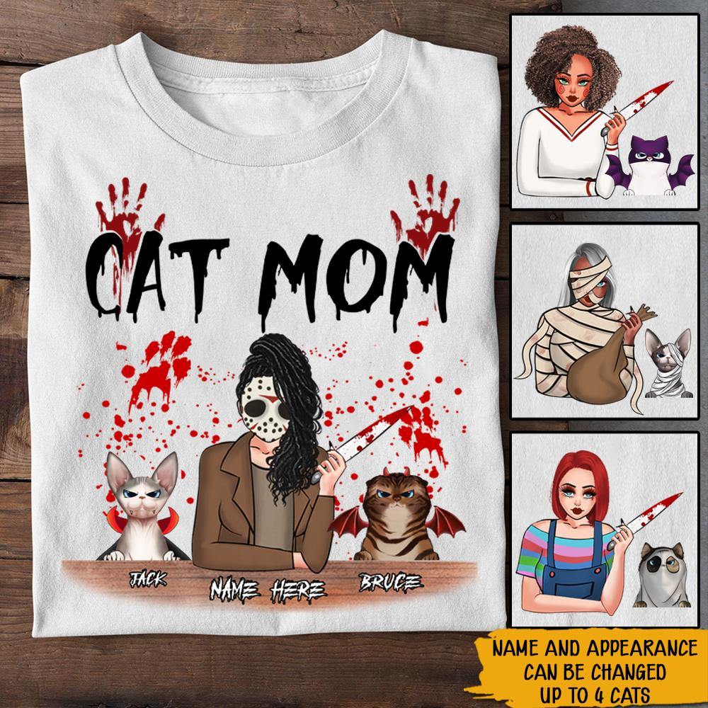 Cat Mom Custom Shirt Horror Cat Mom Personalized Cat Lover Gift - PERSONAL84