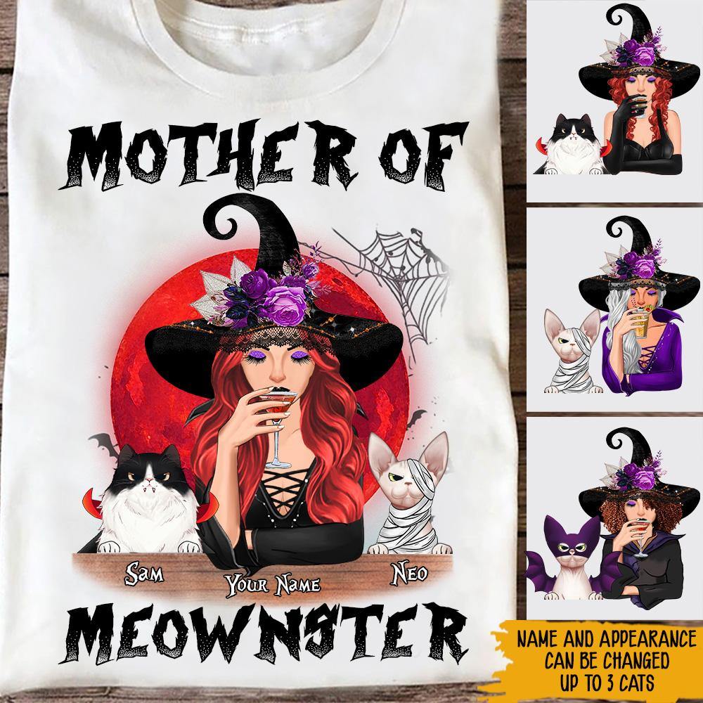 Cat Mom Custom Shirt Mother Of Meownster Personalized Gift For Cat Lover Halloween - PERSONAL84