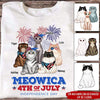 Cat Mom Custom T Shirt Meowica Happy 4th Of July Personalized Gift - PERSONAL84
