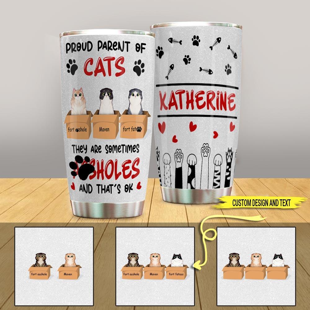 Cat Tumbler Customized Names and Breeds Cat Proud Parent Of A Cat - PERSONAL84