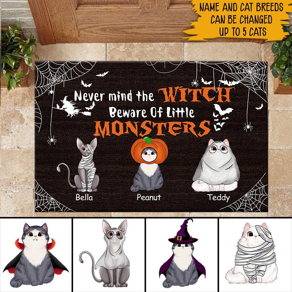 Cat Witch Doormat Never Mind The Witch Beware of The Little Monster Personalized Gift - PERSONAL84