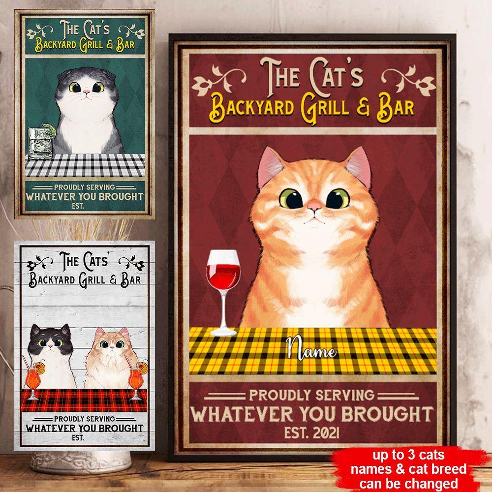 Cats BBQ Custom Poster The Cat's Backyard Grill & Bar Personalized Gift - PERSONAL84