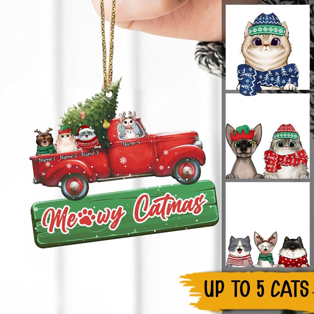 Cats Christmas Custom Shape Ornament Meowy Catmas Personalized Gift For Cat Lovers - PERSONAL84
