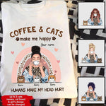 Cats Coffee Custom T Shirt Cats And Coffee Make Me Happy Personalized Gift - PERSONAL84