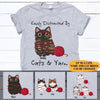 Cats, Crochet Shirt Personalized Name And Breed Easily Distracted By Cats And Yarn - PERSONAL84