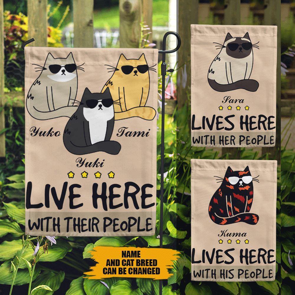 Cats Custom Doormat Cats Live Here With Their People Personalized Gift - PERSONAL84