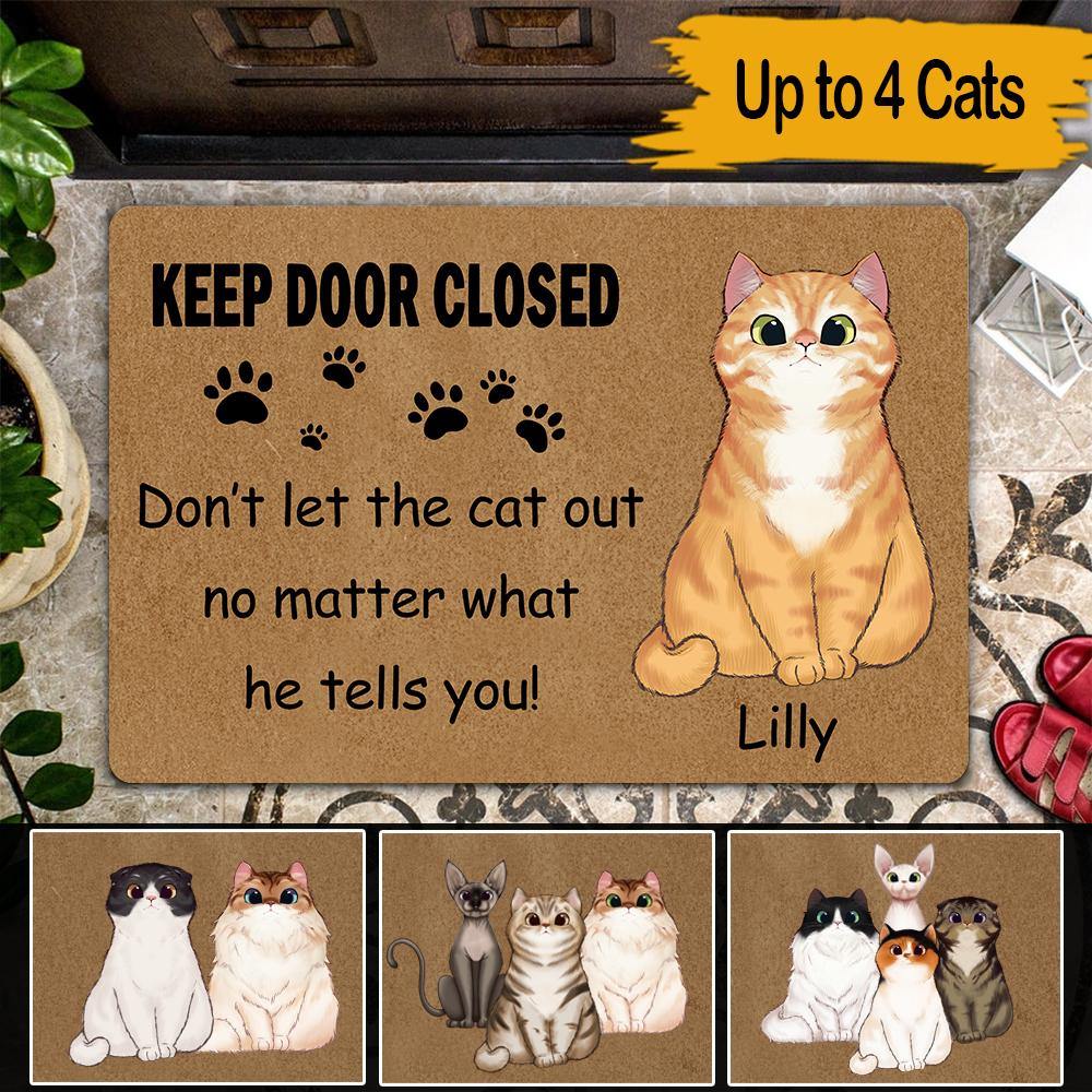 Cats Custom Doormat Don't Let The Cat Out Personalized Gift - PERSONAL84