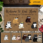 Cats Custom Doormat Welcome To Our Home The Humans Just Live Here With Us Personalized Gift - PERSONAL84