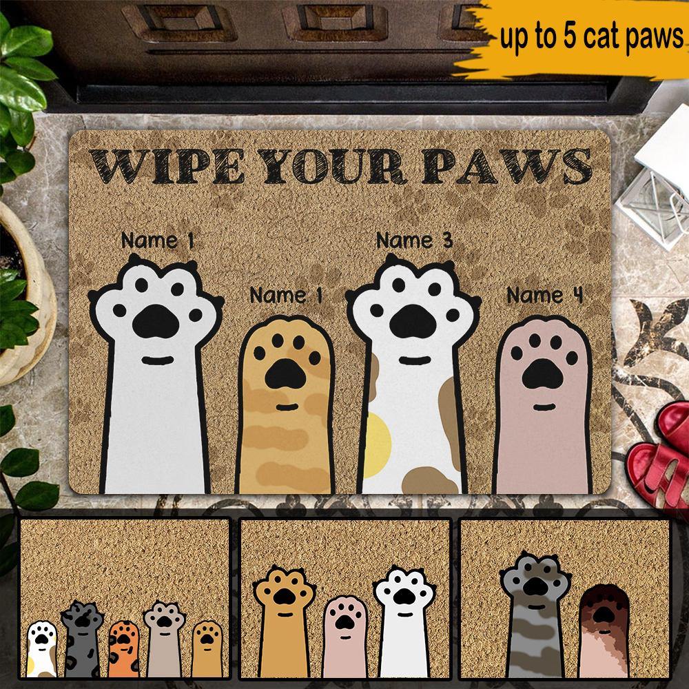 Cats Custom Doormat Wipe Your Paws Personalized Gift - PERSONAL84