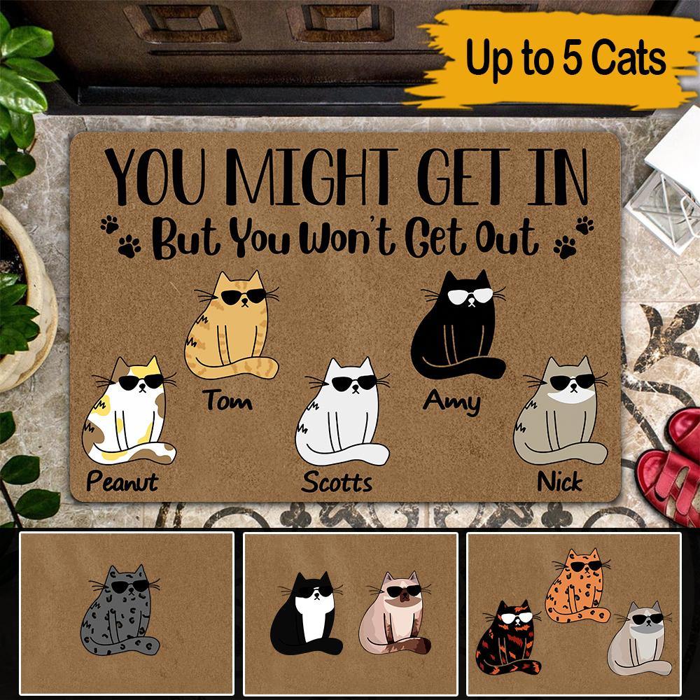 Cats Custom Doormat You Might Get In But You Won't Get Out Personalized Gift - PERSONAL84