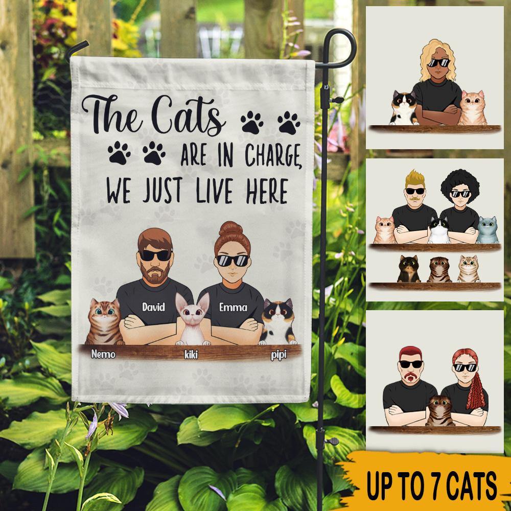 Cats Custom Garden Flag The Cats Are In Charge Personalized Gift - PERSONAL84
