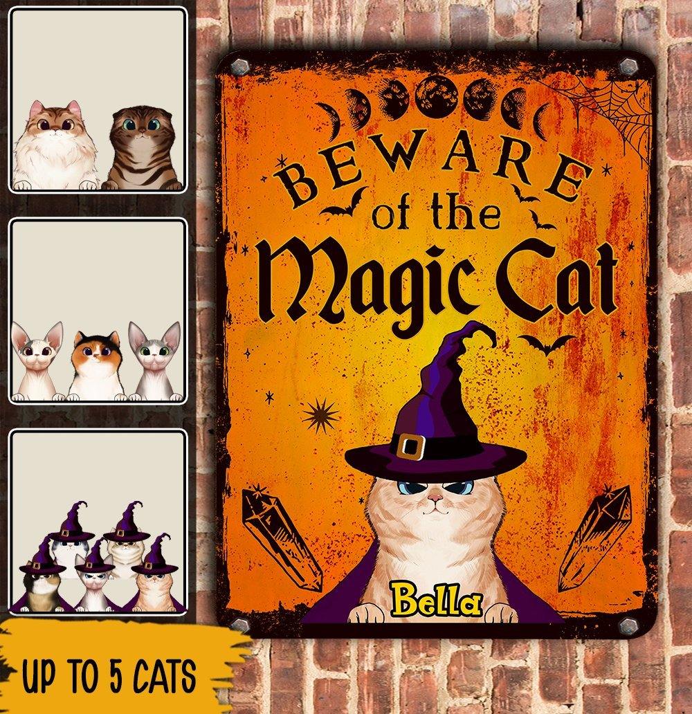 Cats Custom Metal Sign Beware Of The Magic Cats Personalized Gift - PERSONAL84