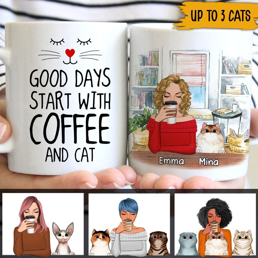 Cats Custom Mug Good Days Start With Coffee And Cats Personalized Gift For Cat Lovers - PERSONAL84