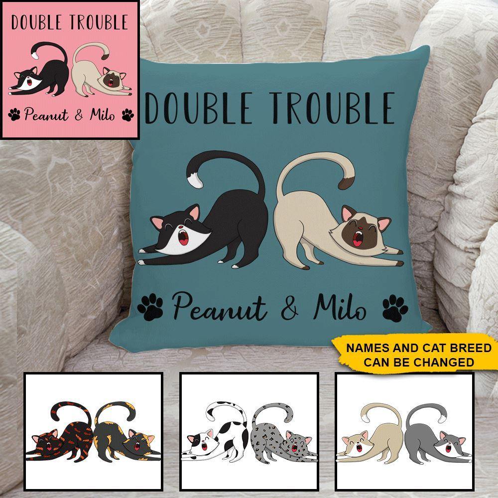Cats Custom Pillow Double Trouble Personalized Gift - PERSONAL84