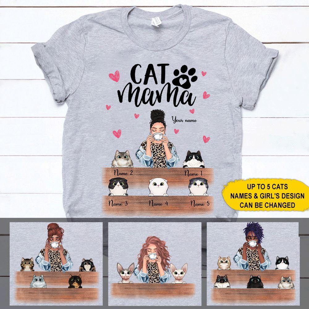 Cats Custom T Shirt Cat Mama Personalized Gift - PERSONAL84