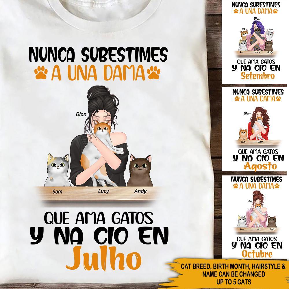 Cats Custom T Shirt Spanish Ver Never Underestimate A Lady Who Loves Cats Personalized Gift - PERSONAL84