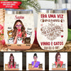 Cats Custom Wine Tumbler Portugese Ver Once Upon A Time There Was A Girl Who Loves Wine And Cats Personalized Gift - PERSONAL84