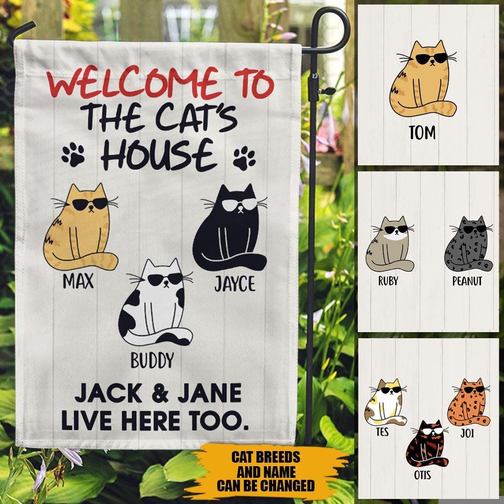 Cats Garden Flag Customized Name And Breed Welcome To The Cat's House - PERSONAL84