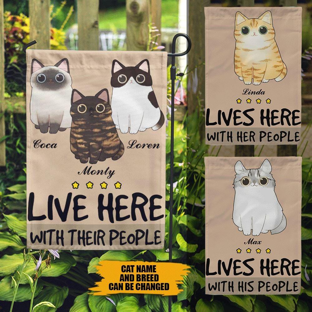 Cats Garden Flag Personalized Name And Breed Cat Live With People - PERSONAL84