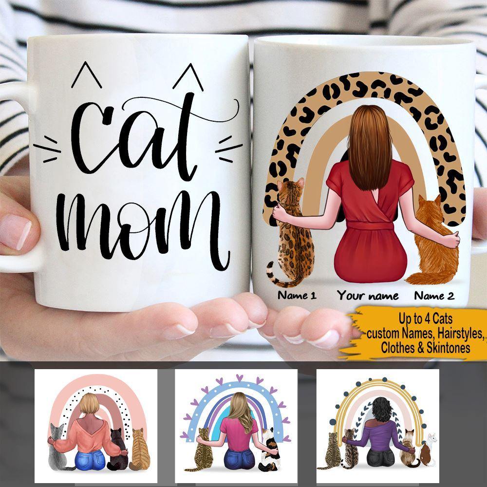 Cats Mother's Day Custom Mug Cat Mom Cat Lady Personalized Gift - PERSONAL84
