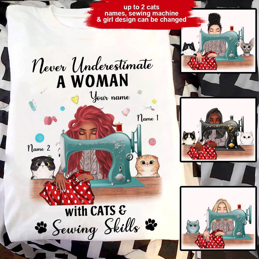 Cats Sewing Custom A Woman With Cats & Sewing Skills Personalized Gift - PERSONAL84