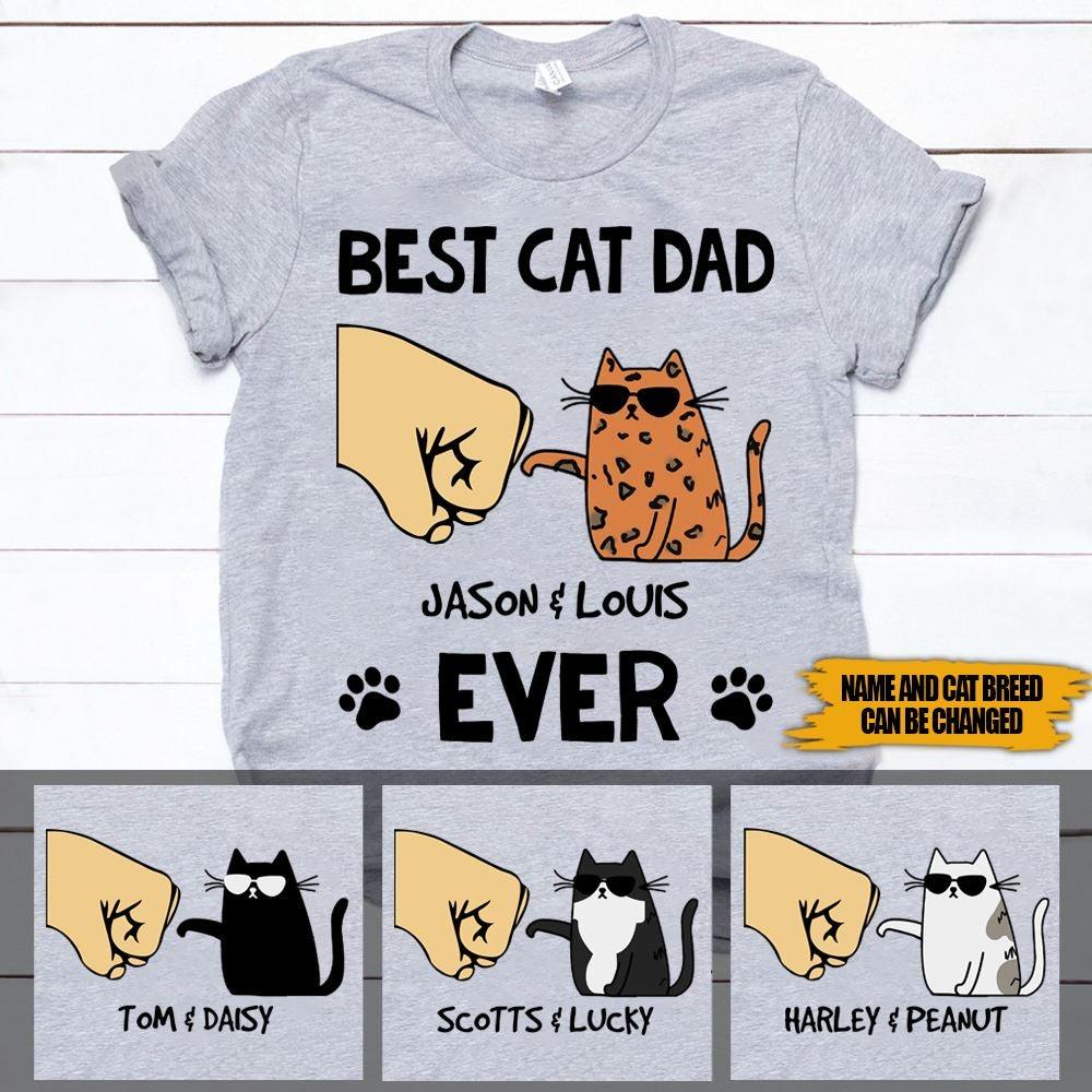 Cats Shirt Personalized Names And Breed Best Cat Dad Ever - PERSONAL84