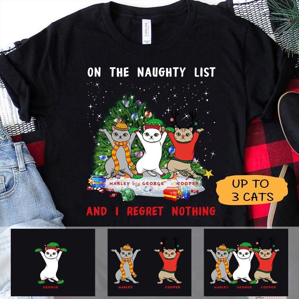 Cats Shirt Personalized Names And Colors On The Naughty List - PERSONAL84