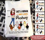 Chicken Custom T Shirt Just A Girl Who Loves Peckers Personalized Gift - PERSONAL84