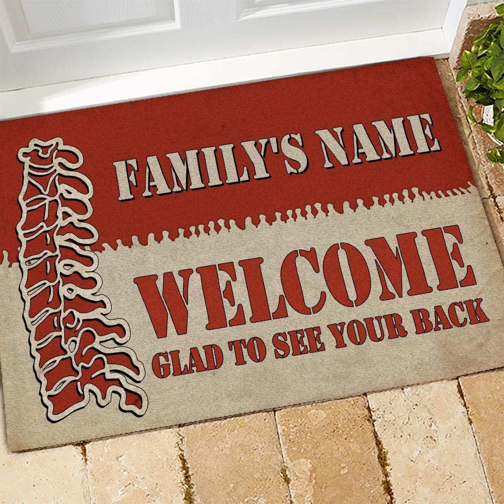 Chiropractor Funny Custom Doormat Glad To See Your Back Personalized Gift - PERSONAL84