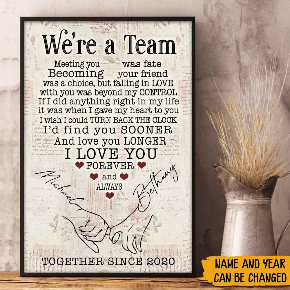 Couple Custom Poster We're A Team Hand Holding Personalized Valentine's Day Gift For Him Her - PERSONAL84