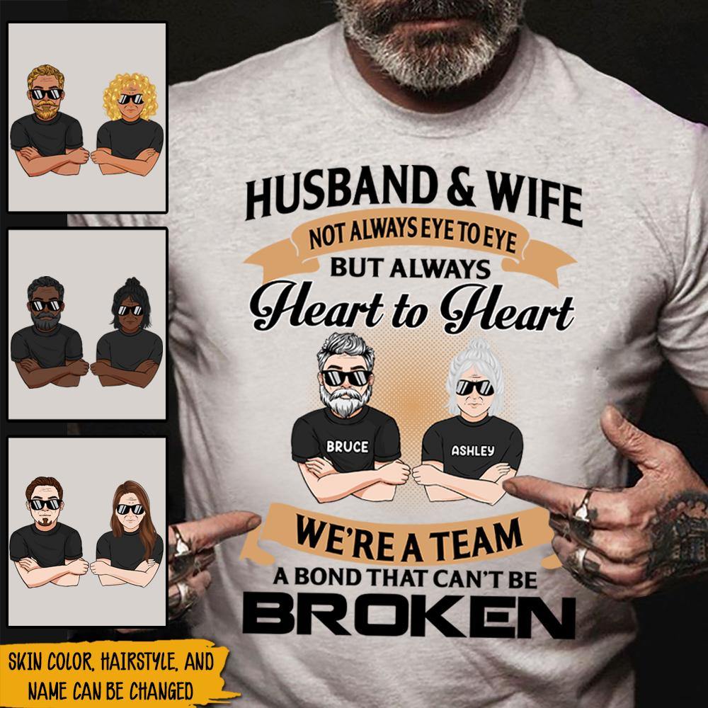 Couple Custom T Shirt Husband And Wife We're A Team A Bond Can't Be Broken Personalized Gift - PERSONAL84