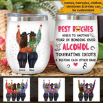 Cowgirl Best Friends Custom Wine Tumbler Best Bitches Cowgirls Personalized Gift - PERSONAL84