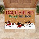 Dachshund Christmas Custom Doormat Dachshund Through The Snow Personalized Gift - PERSONAL84