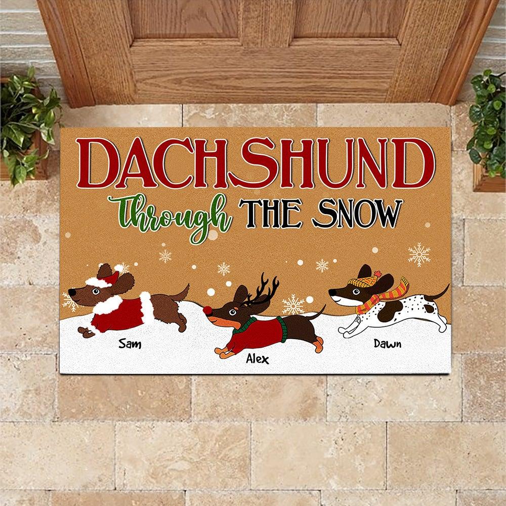 Dachshund Snow Merry Christmas Doormat - Pet Welcome Mats