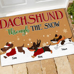 Dachshund Christmas Custom Doormat Dachshund Through The Snow Personalized Gift - PERSONAL84