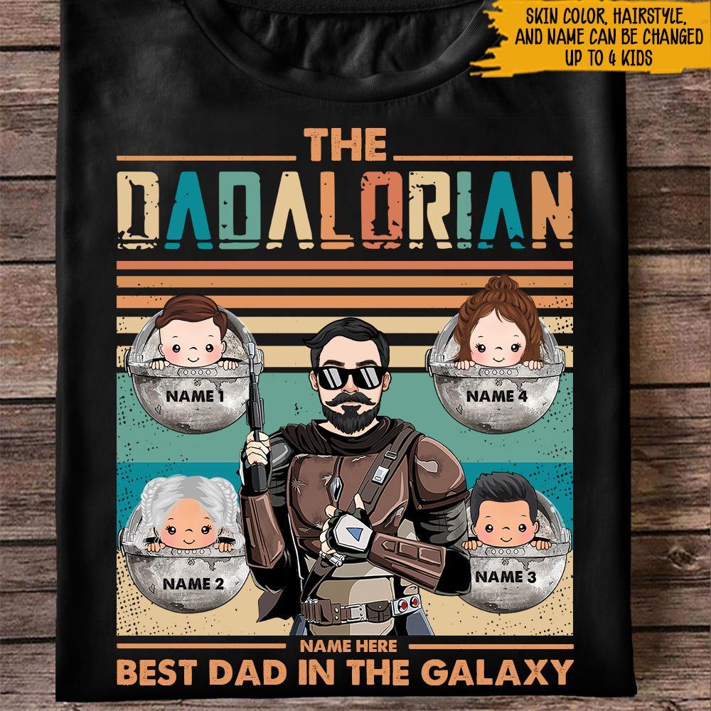 Dad Custom T Shirt Dadalorian Best Dad In The Galaxy Personalized Gift - PERSONAL84