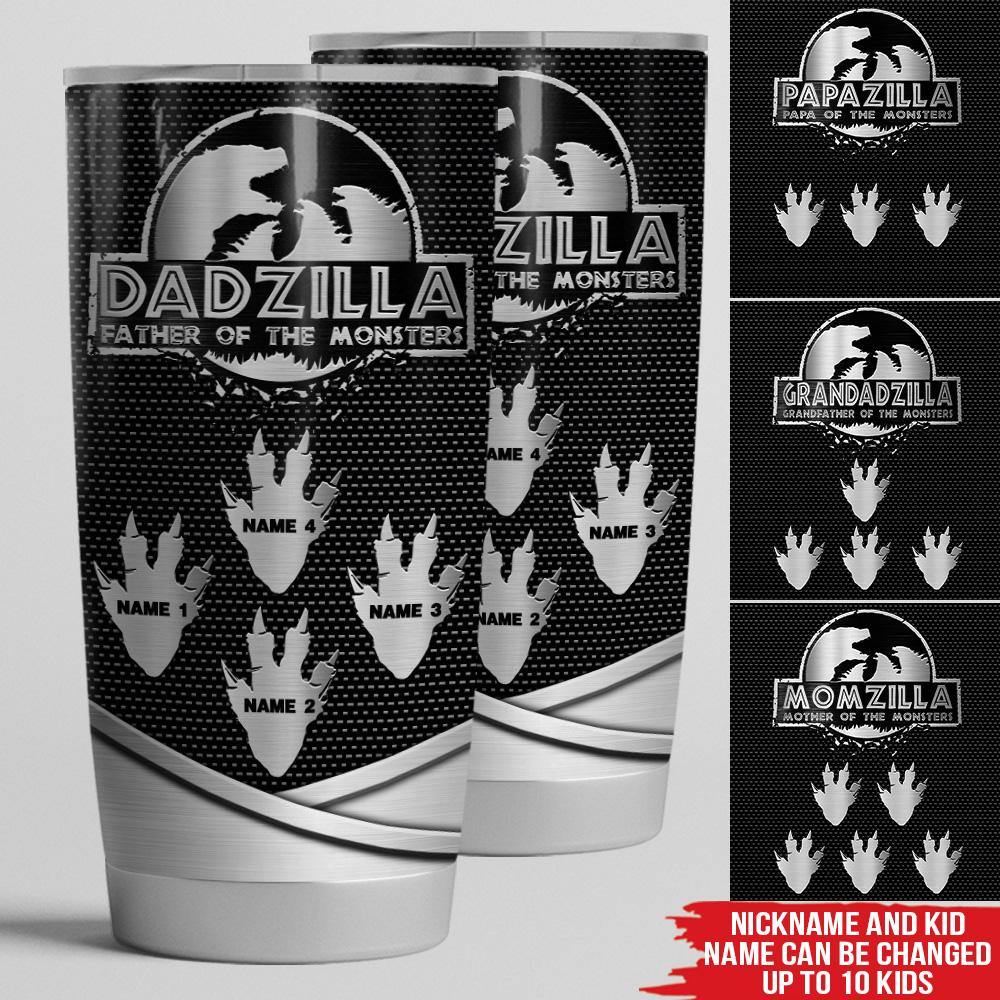 Dad Custom Tumbler Dadzilla Father Of The Monsters Father's Day Personalized Gift - PERSONAL84