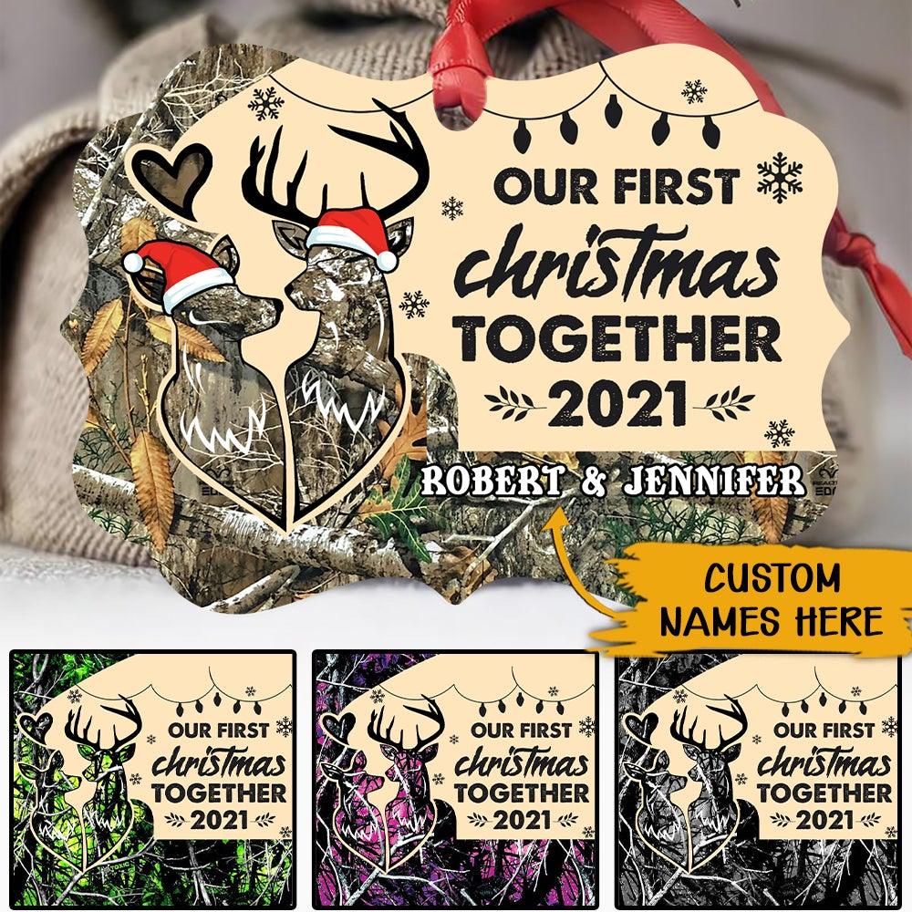 Deer Hunting Christmas Custom Ornament Our First Christmas Together Personalized Gift For Hunting Couples - PERSONAL84